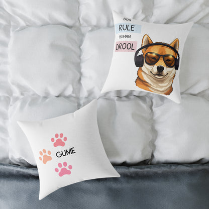 Cute Pet-Themed Square Poly Canvas Pillow - Ideal for Dog Lovers
